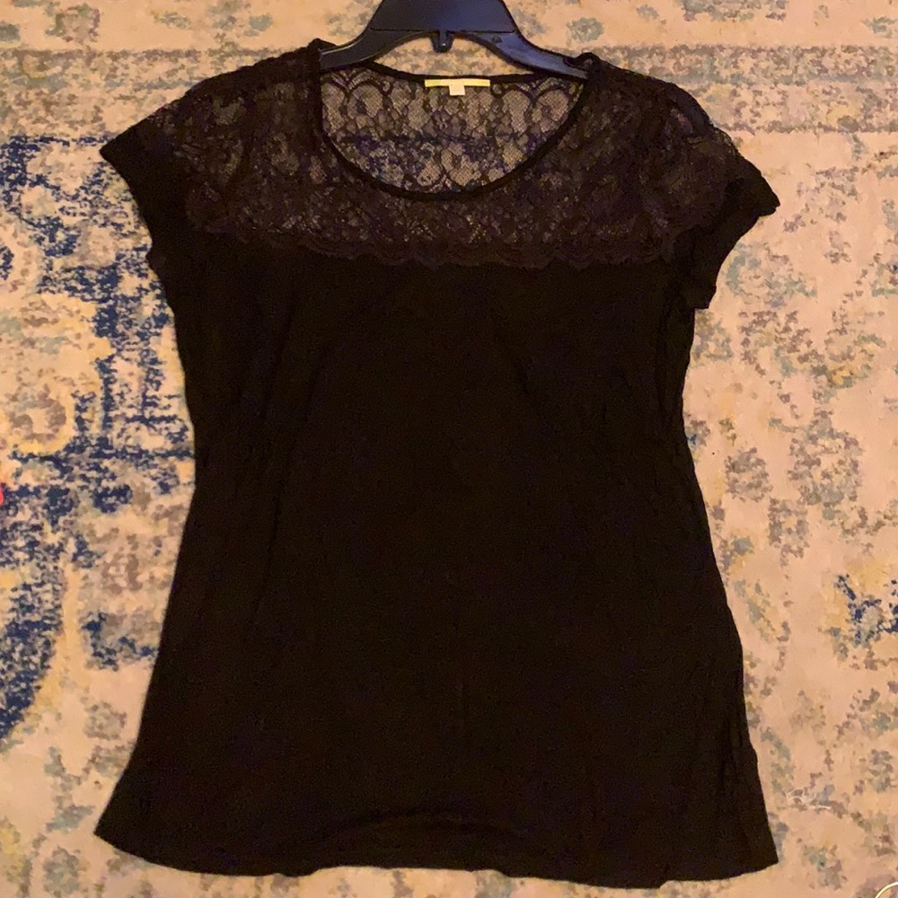 Black Top with Lace Detail